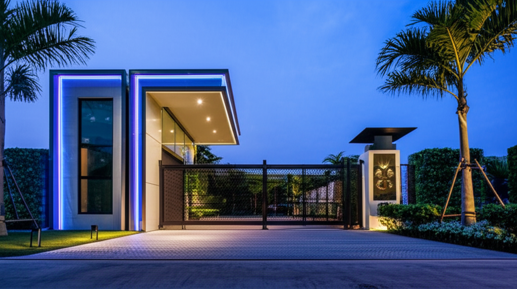 Entrada de condomínio moderno e seguro